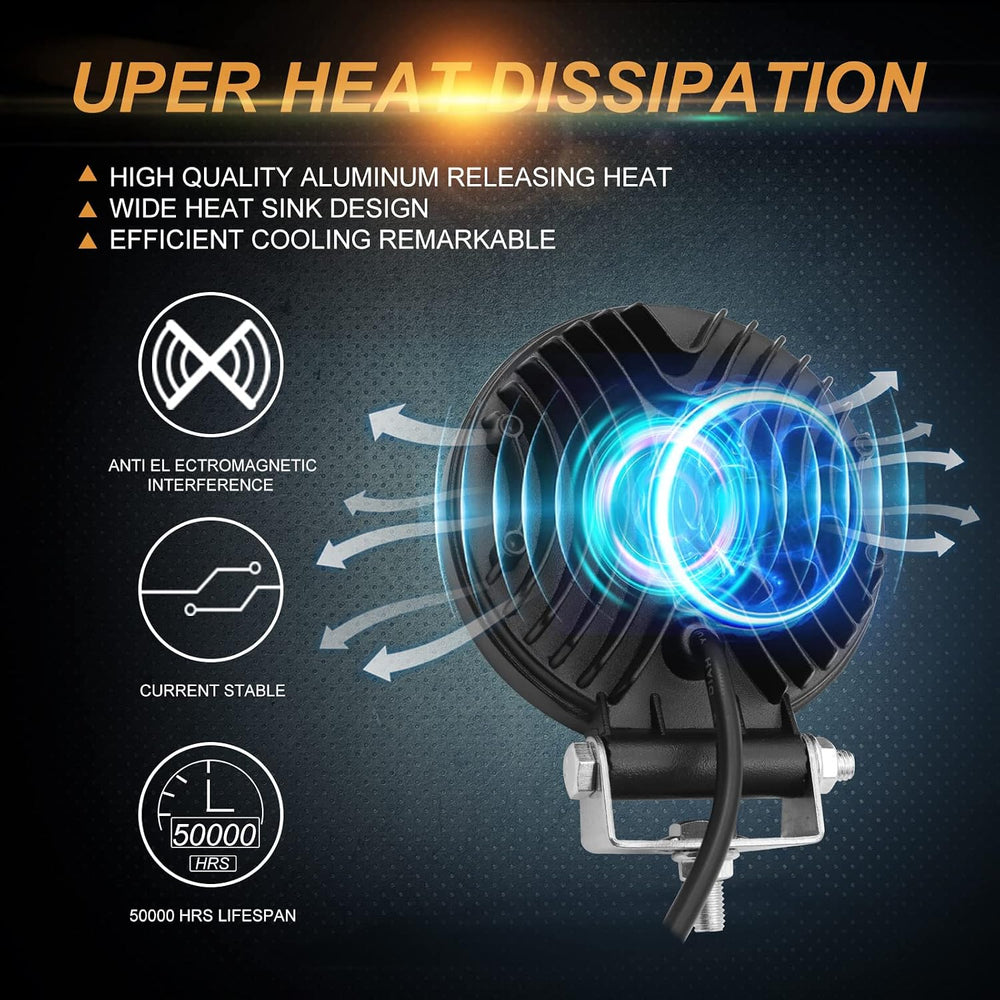 2PCS 4.5''LED Light Pods, 72W Round Spot Flood Combo Work Lights Off ...