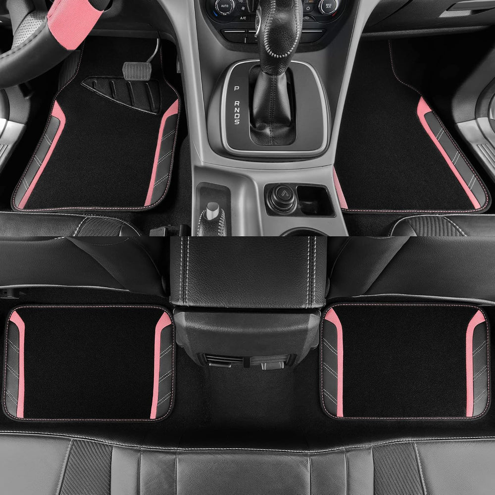 CAR PASS Microfiber Steering Wheel Cover and Waterproof Car Floor Mats,Leathe...