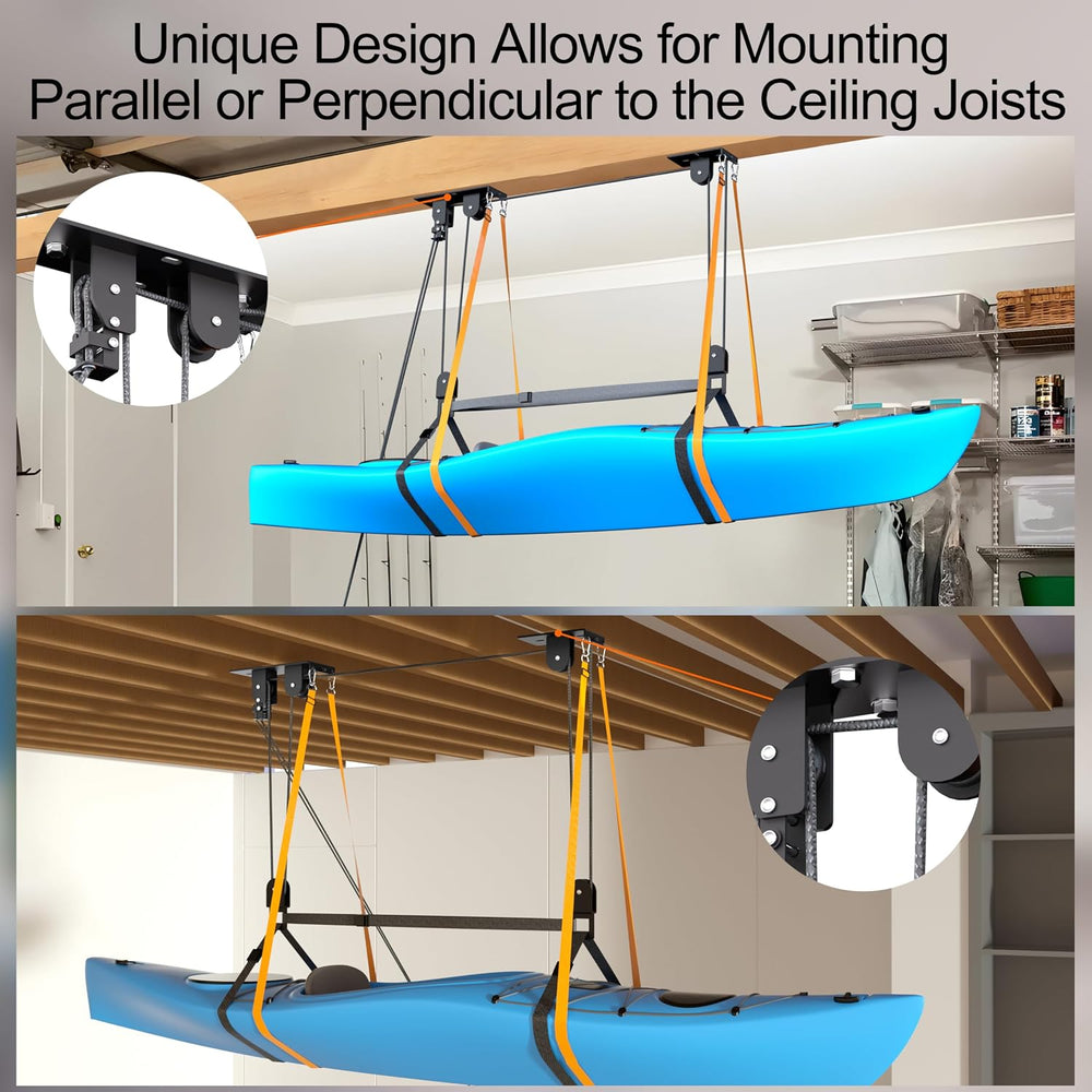 Kayak Hoist for Garage Ceiling, Lift Pulley System for Canoe/Ladder