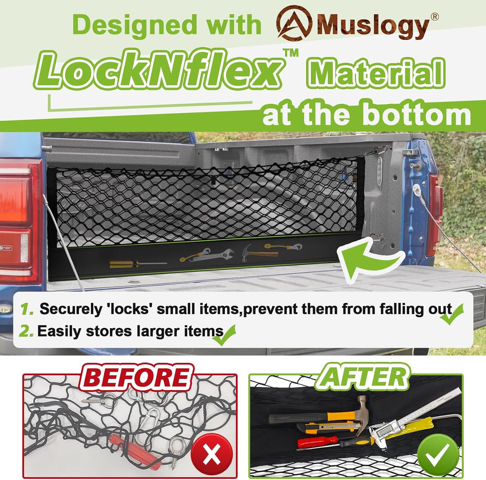 Muslogy Cargo Net for 2013-2026 Chevy Silverado GMC Sierra 1500/2500/3500HD