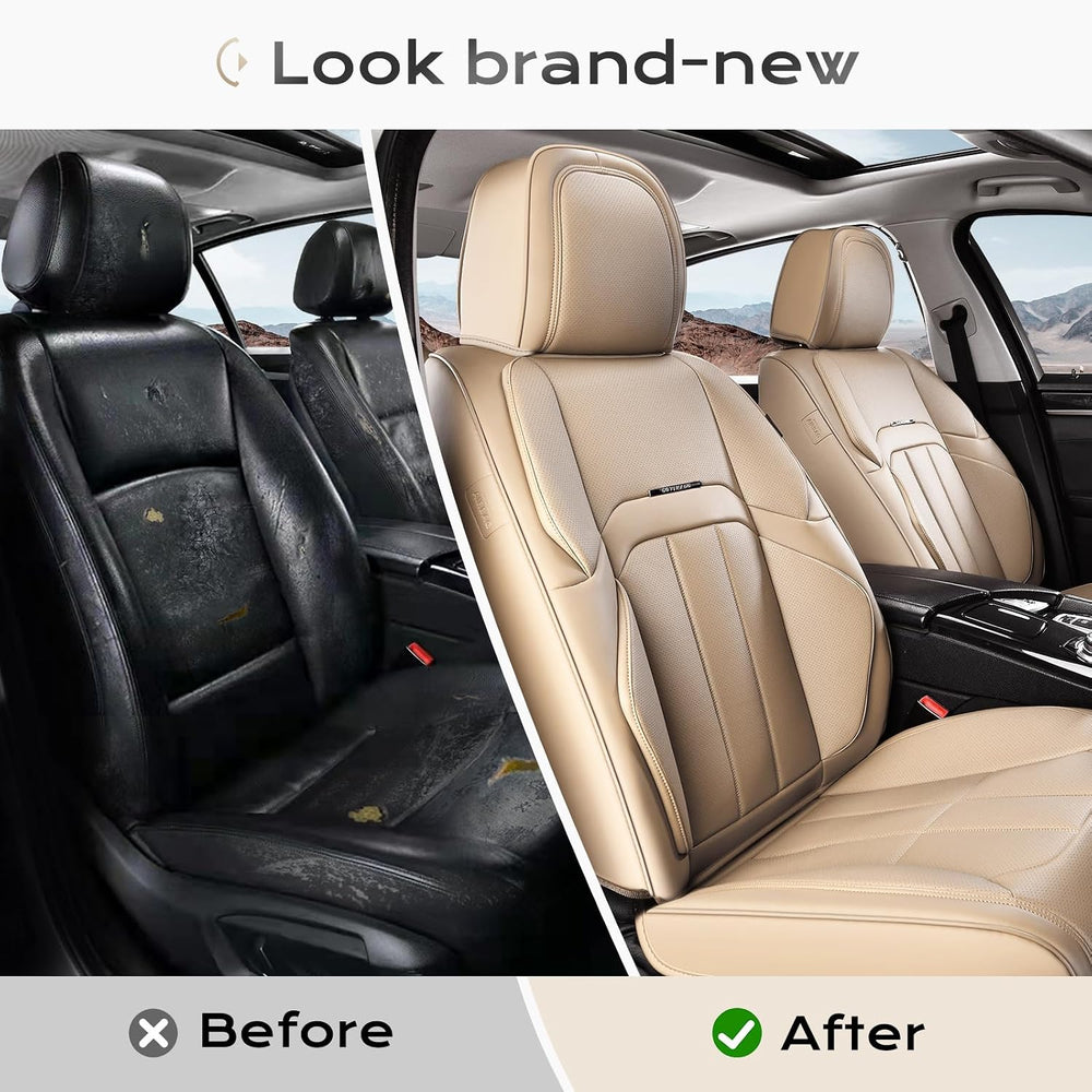 Coverado Nappa Leather Car Seat Covers Front Set, Luxury Waterproof Seat Prot...