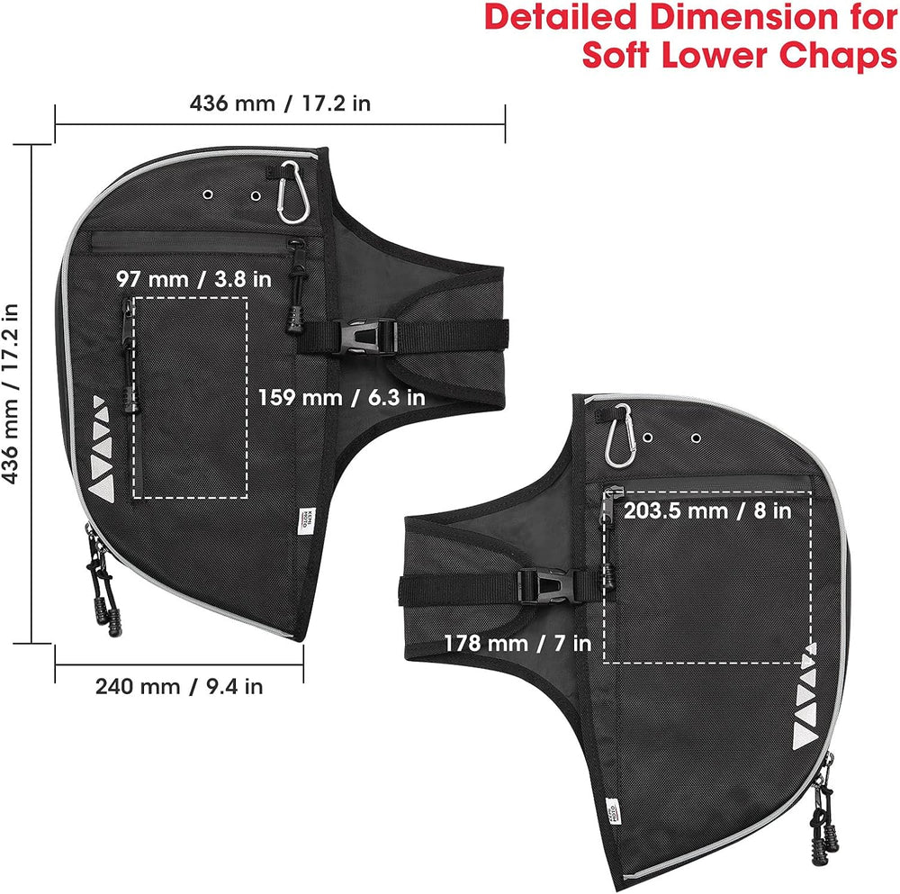 KEMIMOTO Soft Lowers Chaps Highway Crash Bar Covers Motorcycle Leg Warmers Co...