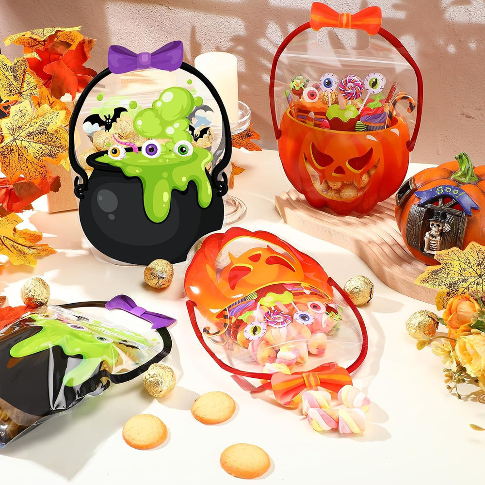 Fuutreo 50 Pcs Halloween Treat Bags with Handle, 50 Pcs, Bubble Gourd