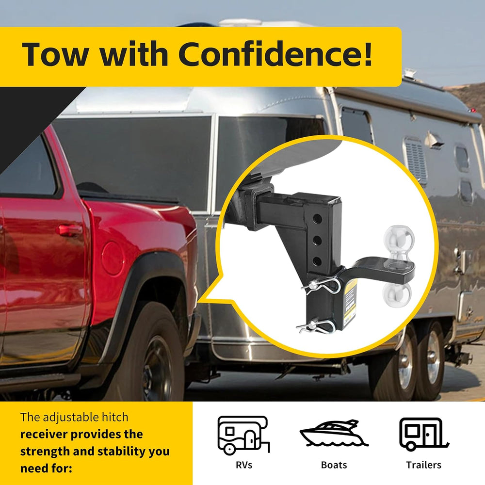 MaxxHaul Adjustable Ball Mount, 5,000 lb Towing Capacity with 8โPosition Heig...