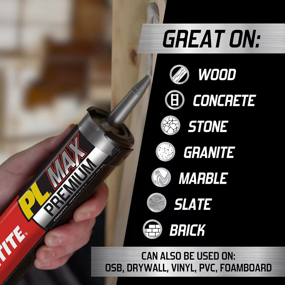 Loctite PL Premium Max Construction Adhesive, 9 fl oz Cartridge, 6 Pack - Ver...