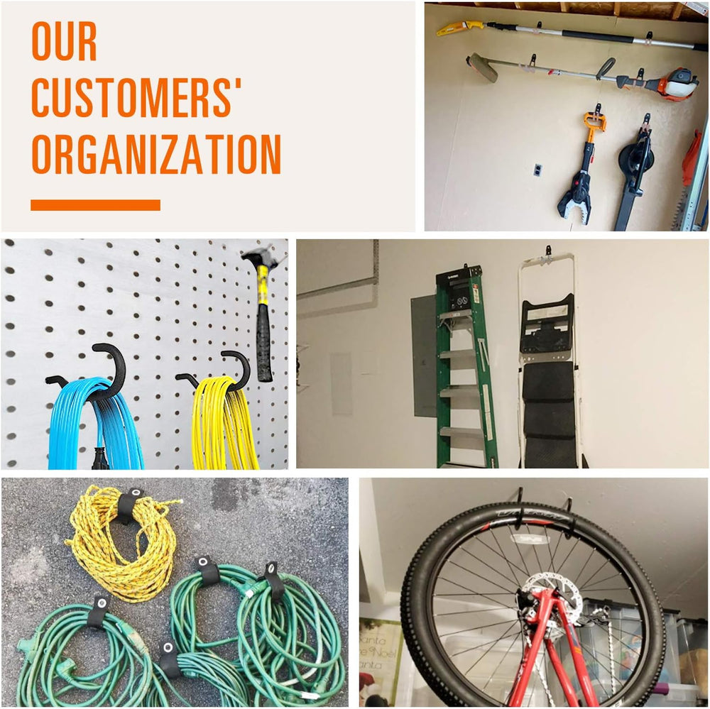 SMARTOLOGY Garage Hooks with Bike Hook & Extension Cord Organizer, 15 Pac...