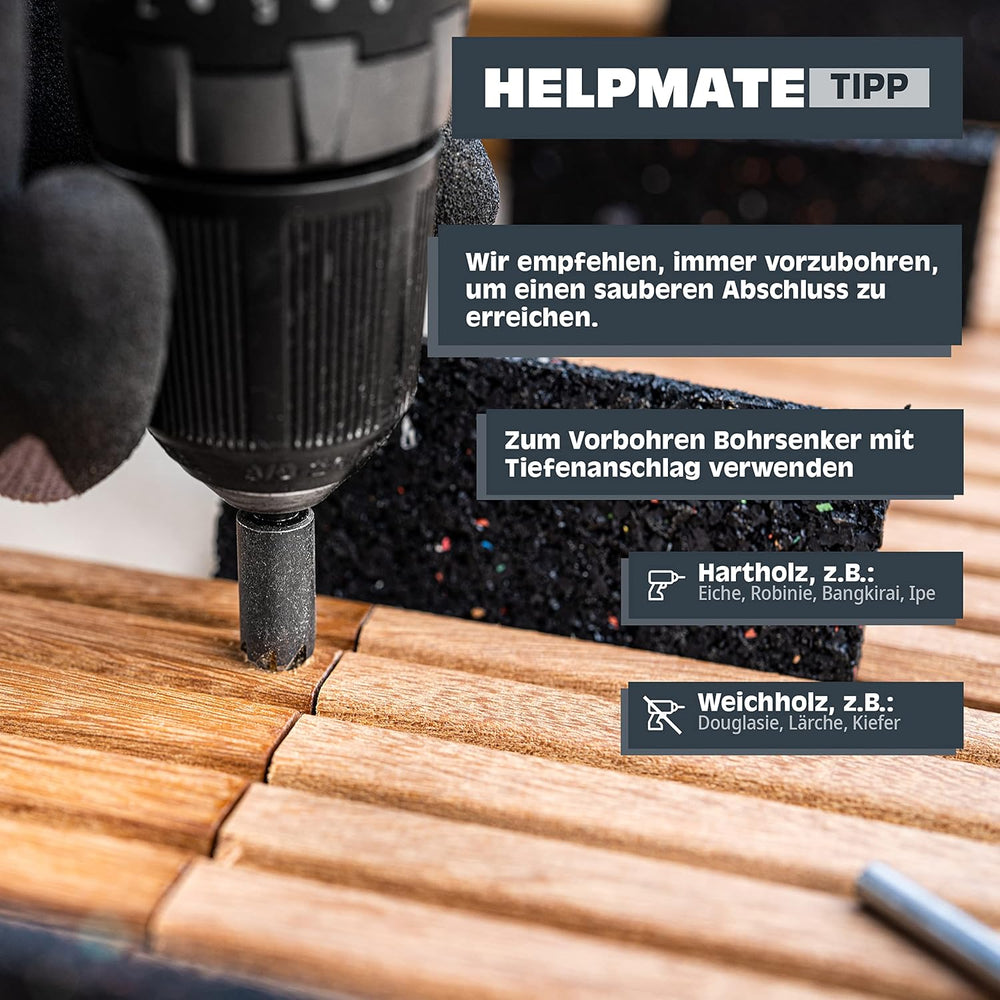 HELPMATE Terrace Screws 5 x 50 Stainless Steel A2 Rustproof - Pack of 50 Plan...