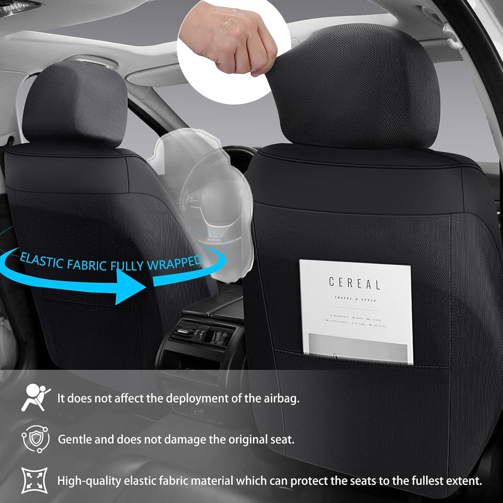 NS YOLO Universal Fit Premium Black Leather 5-Seats Car Seat Covers