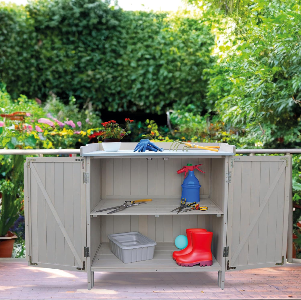 HABAU Lino 3095, Garden Storage Cabinet, Potting Bchen Table, Grey, 98 x 48 x...