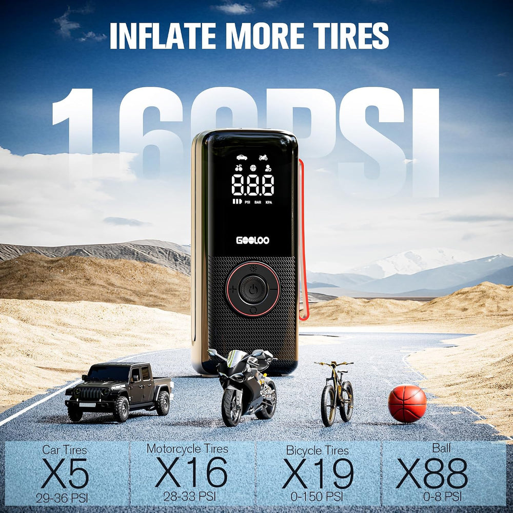 GOOLOO A6 Lite 160 PSI & 7500mAh Tire Inflator Portable Air Compressor