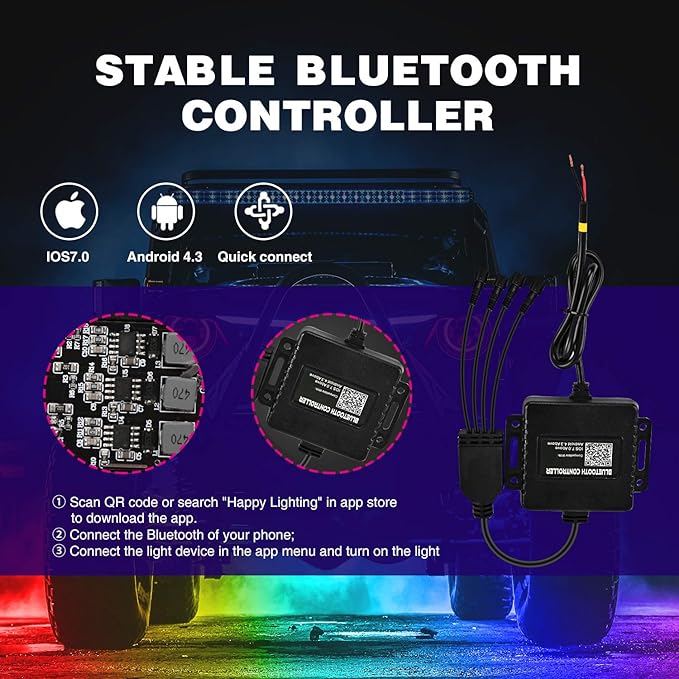 Nilight RGB LED Rock Lights Kit, 4 pods Underglow Multicolor Neon Light Pod
