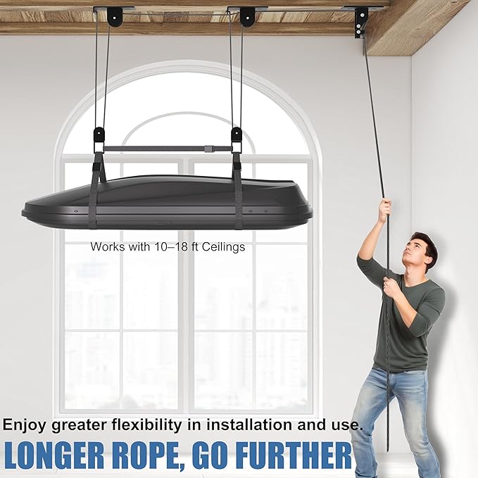 Cargo Box Pulley System for Garage Storage, Heavy-Duty