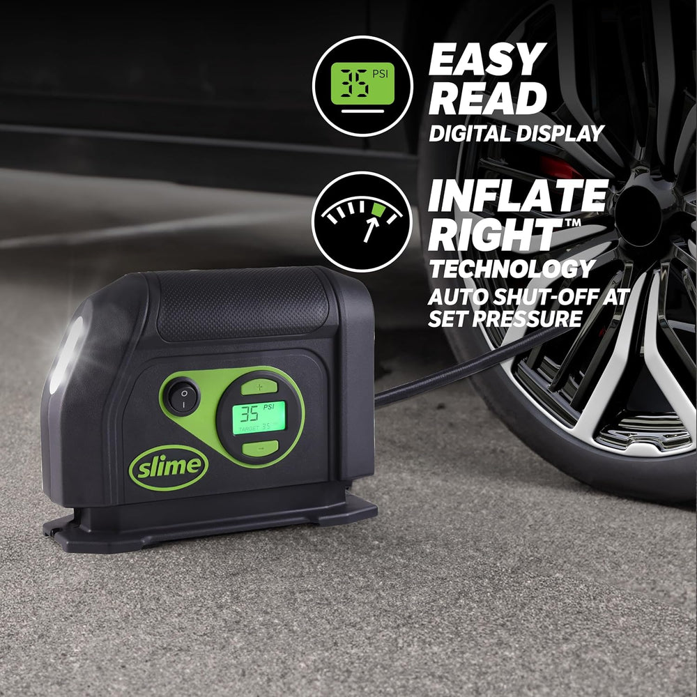 Slime 40088 Tire Inflator, Portable Car Air Compressor, Inflate Right automat...