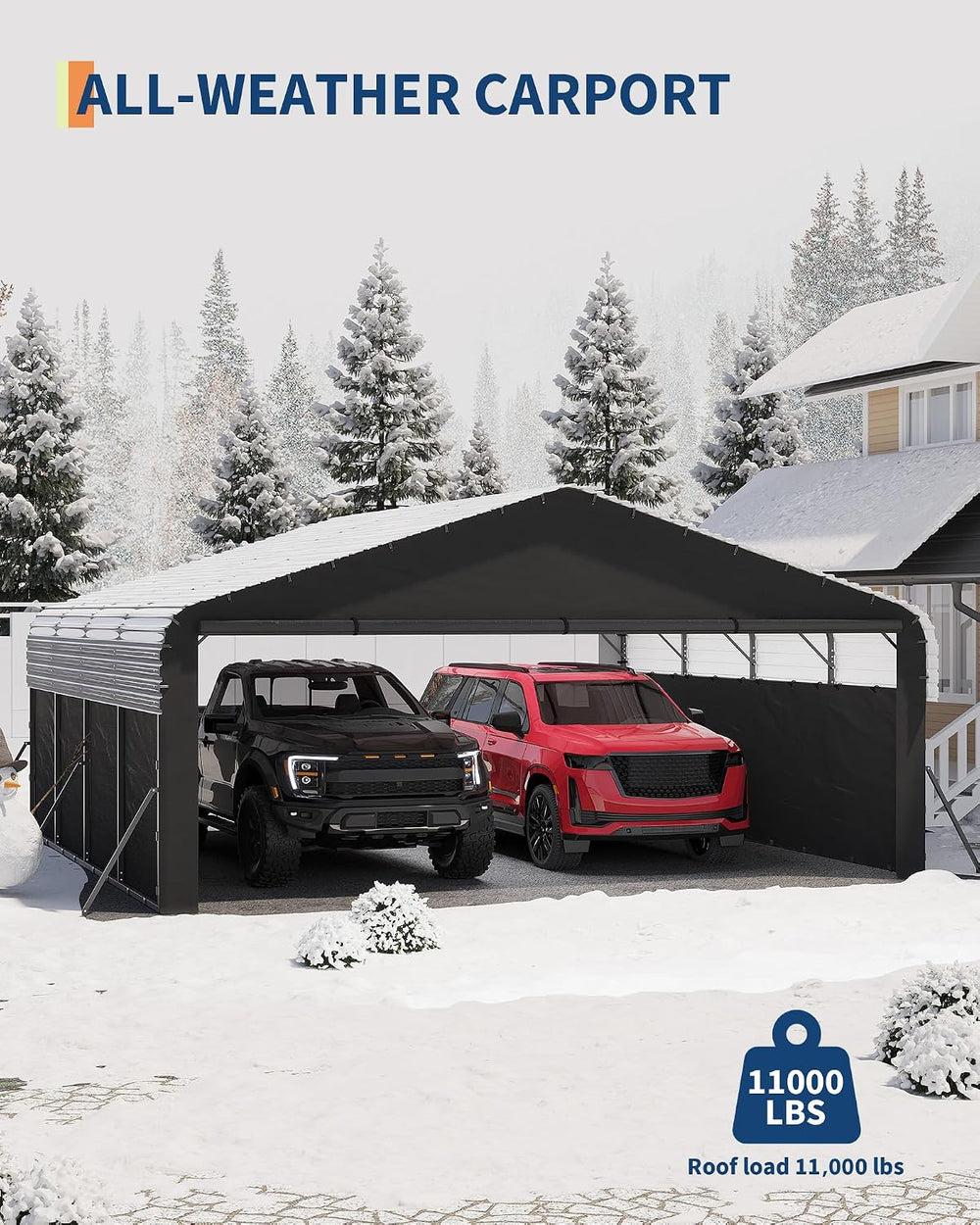 Garvee 20x20 ft Metal Carport Enclosed, Car Ports for 2 Cars