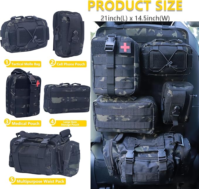 Universal Tactical Seat Back Organizer Vehicle Molle Panel Organizer Storage