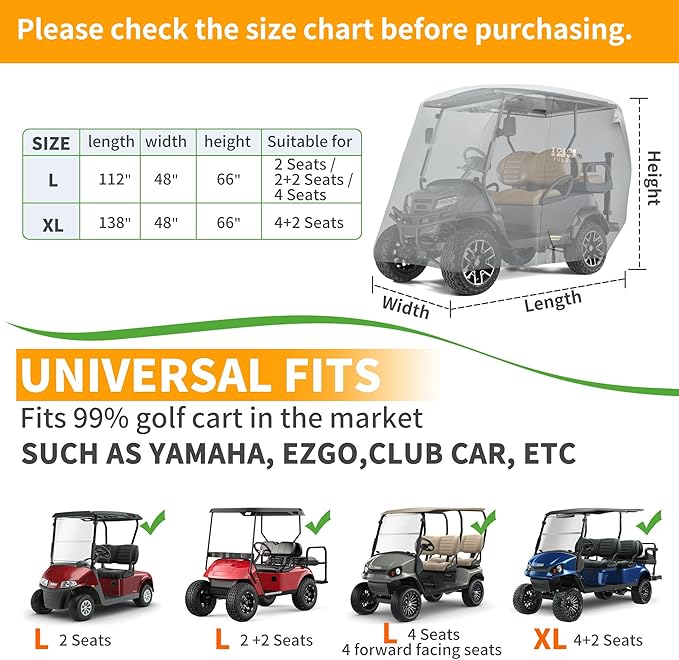 10L0L Heavy Duty Golf Cart Cover