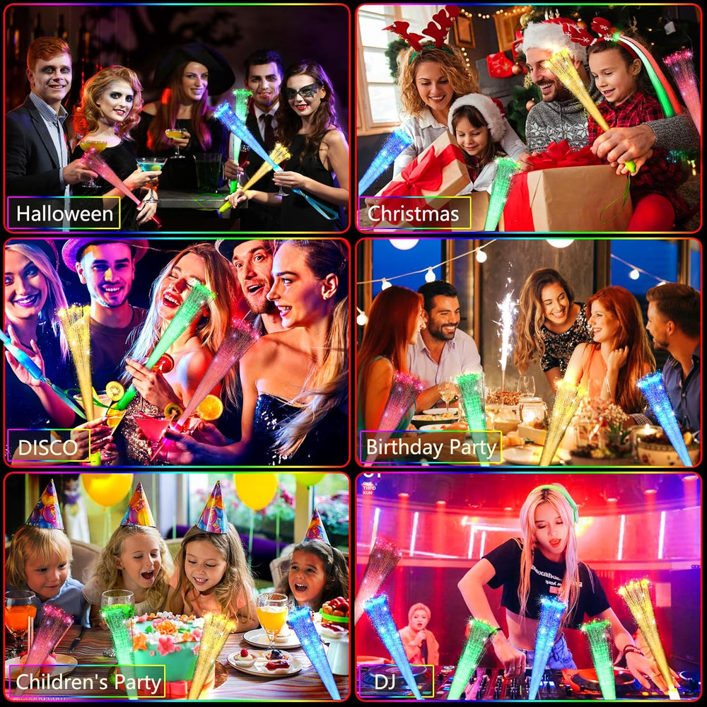 Glow Sticks Bulk Party Favor Supplies Pack Glow Fiber Optic Wands,Glow in the...
