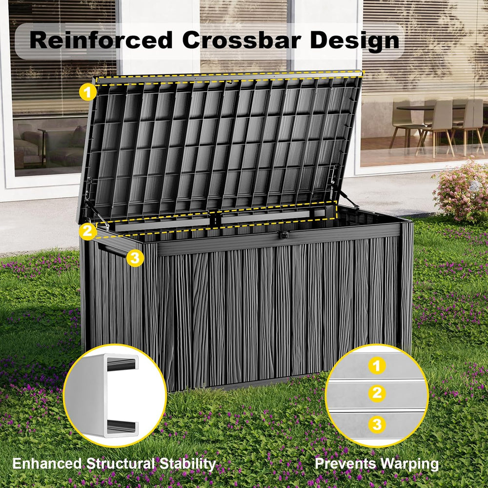 230 Gallon Outdoor Deck Box, Resin Waterproof Storage Box With Lockable Lid, ...