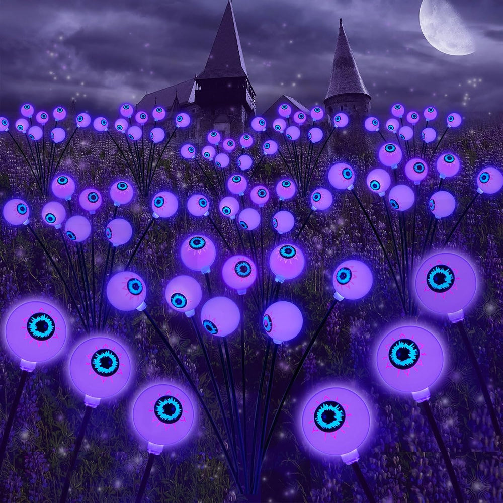 Solar Eyeball Lights for Halloween 32 Purple LED Swaying Firefly Lights Water...
