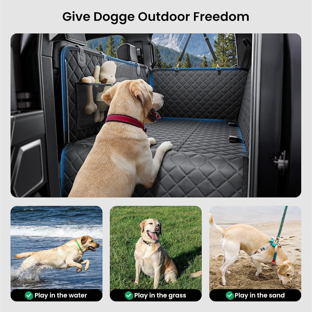 REEVAA Dog Truck Seat Cover for Back Seat, Hard Bottom, XL, Black