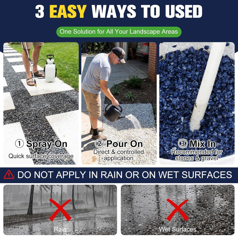 Teexpert Rock Glue for Landscaping: 1 Gallon Dry-Clear Mulch Binder Water-Bas...