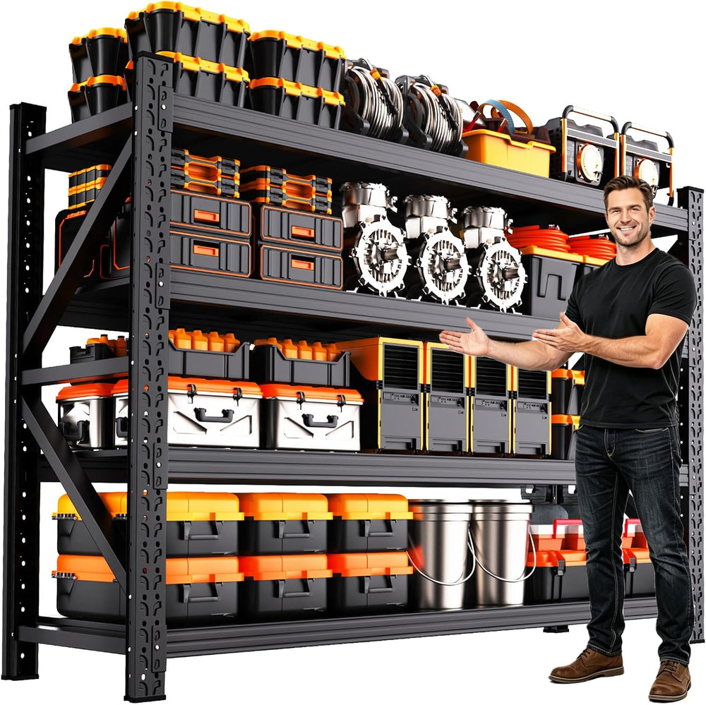 69" W Garage Shelving Heavy Duty Metal Storage Shelves, 4-Tier Garage St...