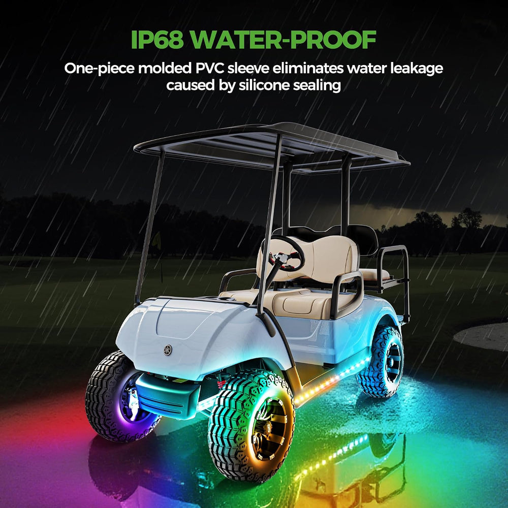 10L0L 4PCS Golf Cart Underglow LED Light Kit, Underbody RGB Strip Lights, 24-...