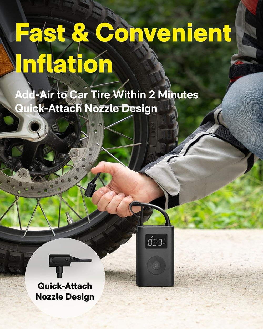 HOTO Air Pump ADV, Tire Inflator Portable Air Compressor with Digital Pressur...