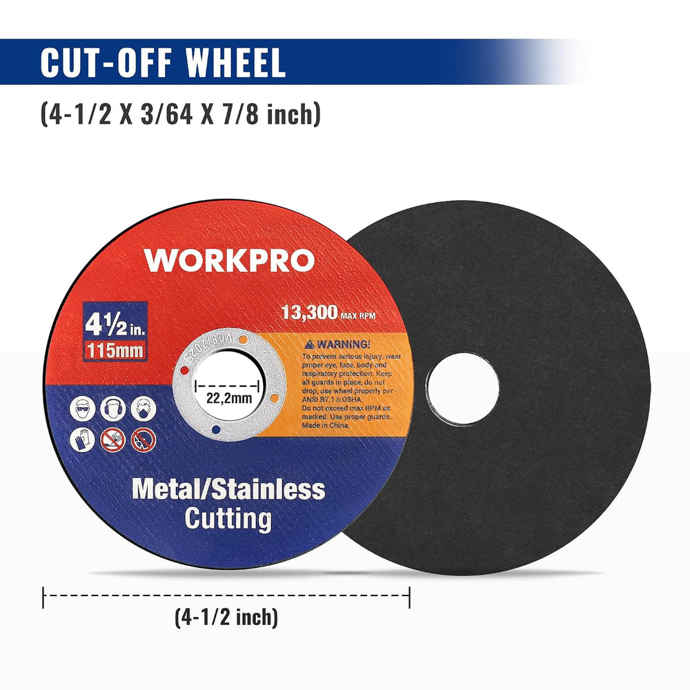 WORKPRO 4-1/2 x 7/8 Inch Cut-Off Wheels, 50 Pack Thin Metal Cutting Discs