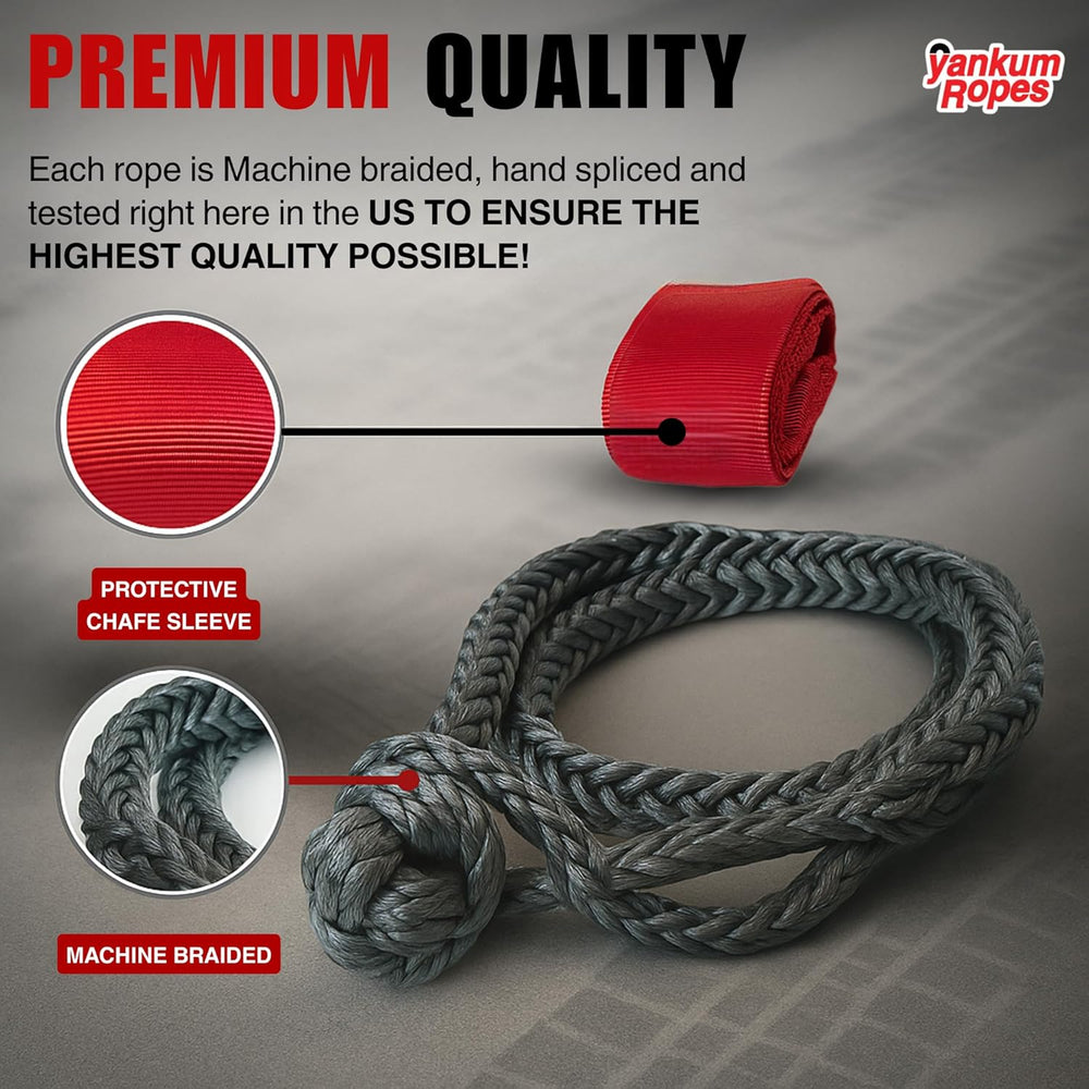 Yankum 7/16" Soft Shackle with Red Chafe Sleeve - Synthetic Recovery, He...