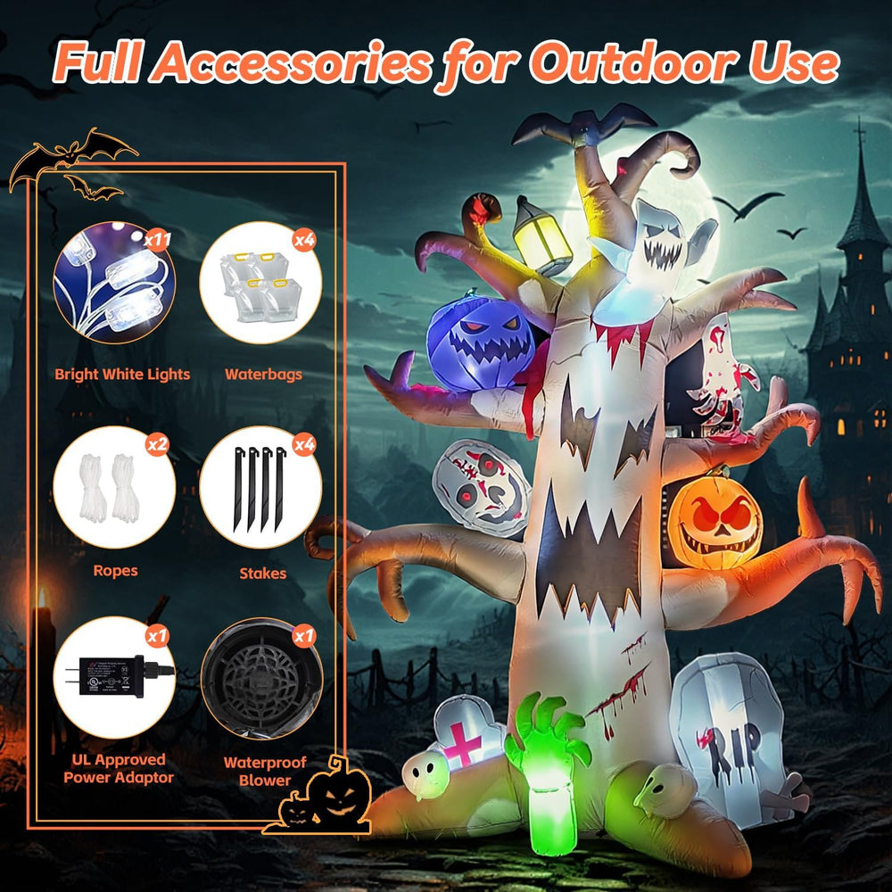 8FT Halloween Inflatable Spooky Tree Decoration, Blow Up Outdoor Decor Hallow...
