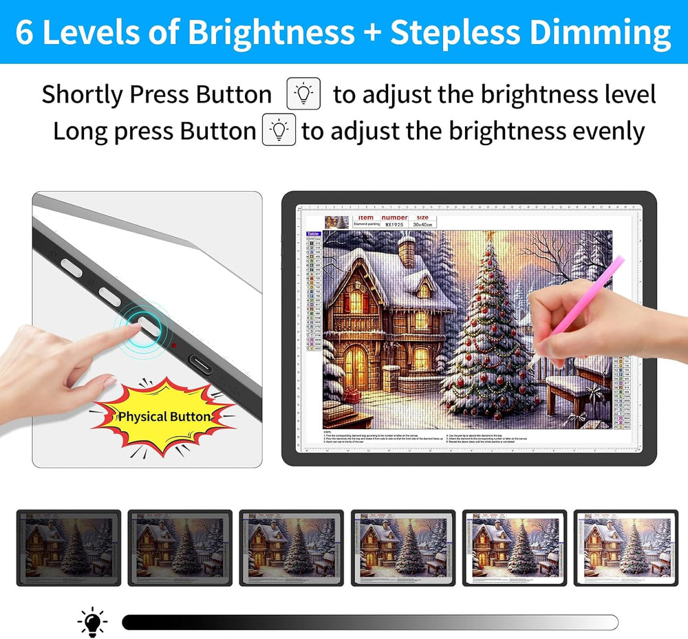 TOHETO Rechargeable A3 Light Pad for Diamond Painting, Ultra Bright Tracing L...