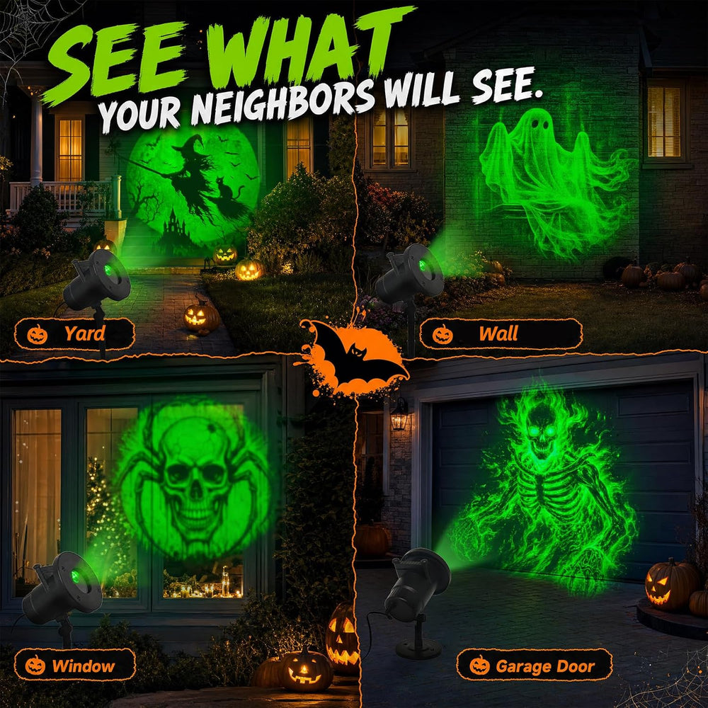 Halloween Projector Lights Outdoor, 10 Slides w/Remote & Timer
