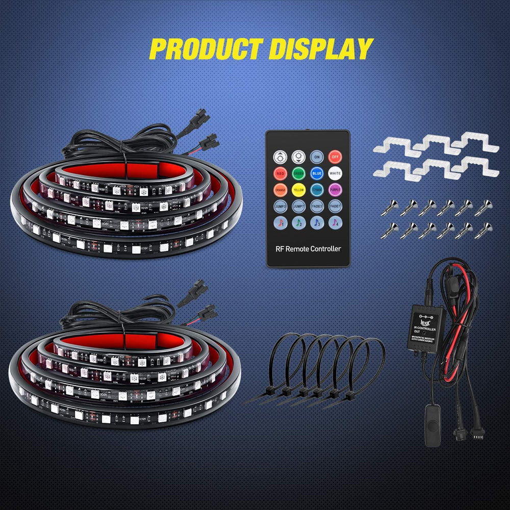 Nilight - TL-31 2PCS 60Inch RGB Truck Bed Light Strip Kit 180 LED RF Remote C...