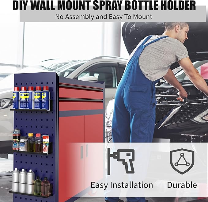 6 Pack Spray Bottle Holder Wall-Mounted, Aerosol Spray Can Holder Storage Rack