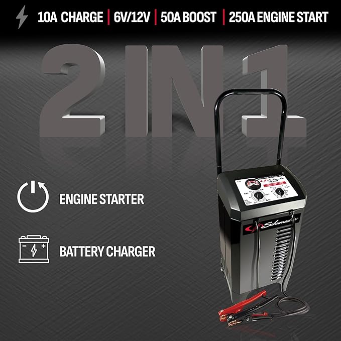 Schumacher Electric Manual Battery Charger & Engine Starter – 6V/12V 250A