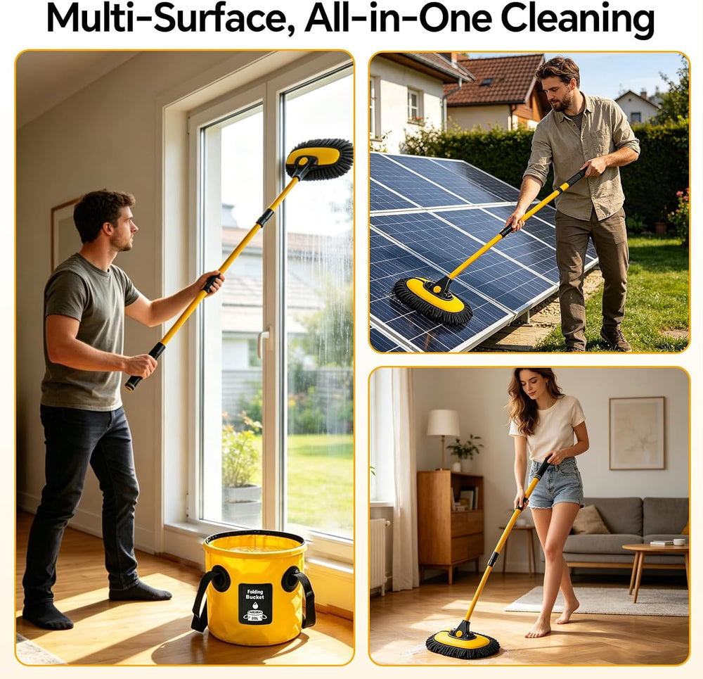 7-in-1 Car Wash Kit with 20L Collapsible Bucket & Brush โ Car Wash Mop wi...