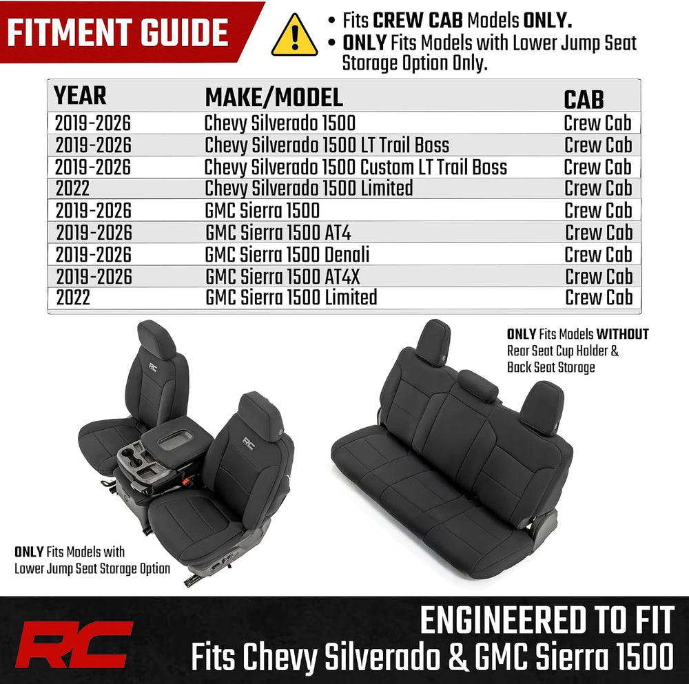 Rough Country Neoprene Seat Covers for Chevy Silverado & GMC Sierra 1500 ...