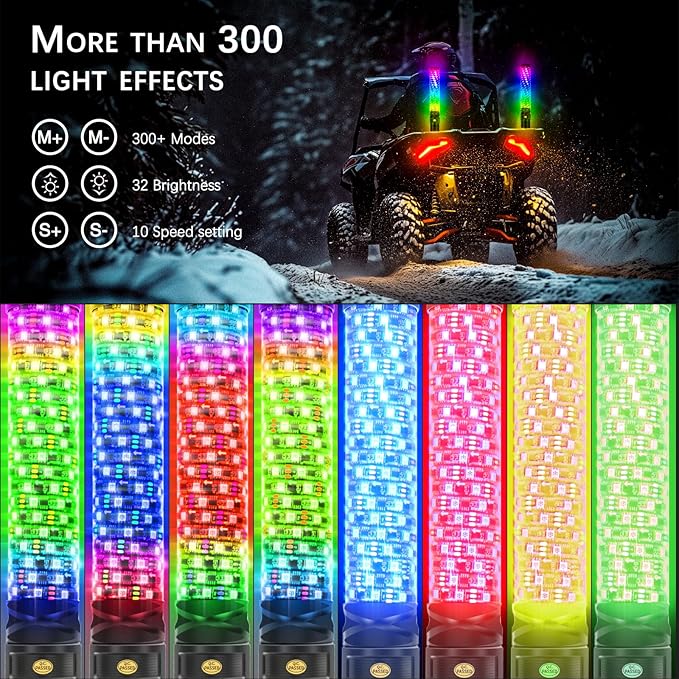 DREAMIZER 2PCS 1FT Fat Spiral Led Whip Lights