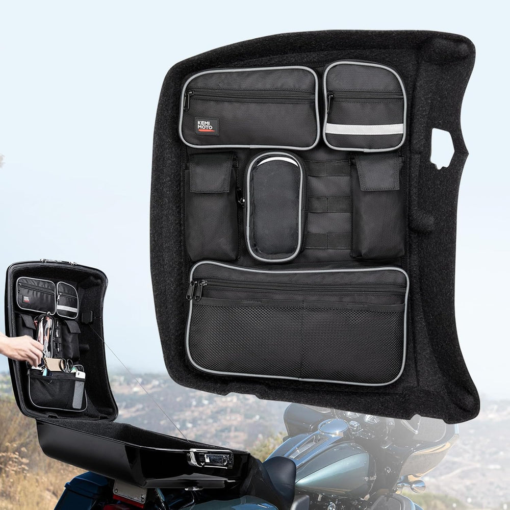KEMIMOTO for Tour Pack Lid Organizer with Shell Motorcycle Storage Bag Choppe...