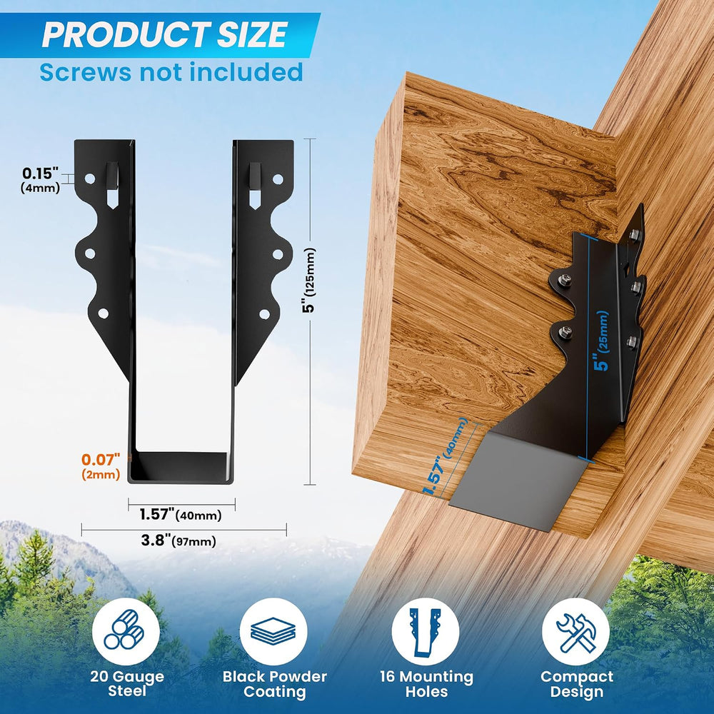 25 pcs 2x6 Joist Hangers Black 18 Gauge Face Mount Joist Hangers , 2x6 Bracke...