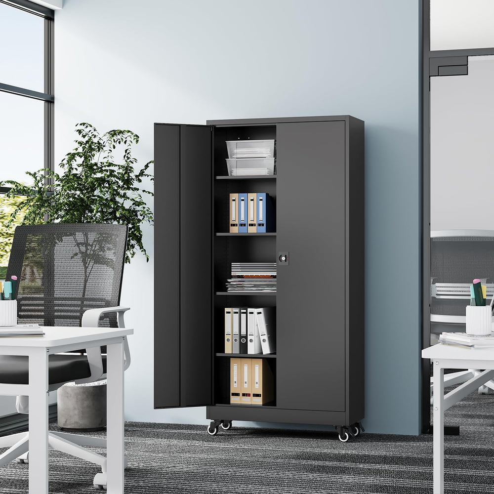 Fesbos Metal Rolling Storage Cabinet-74.6โ Tall Steel File Cabinets with Whee...