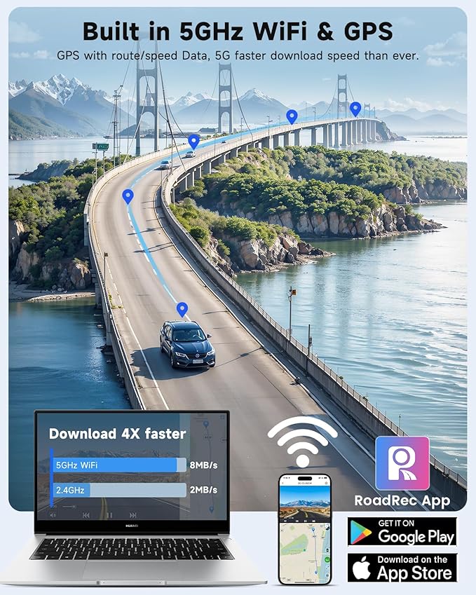3 Channel Dash Cam, SARMERT 4K Dash Cam Front Inside and Rear