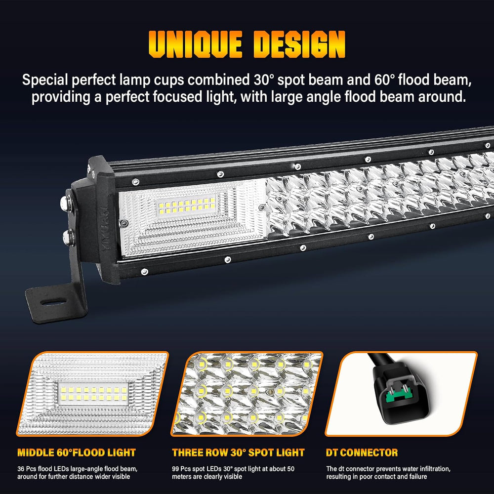 AUXTINGS 42 inch Curved LED Light Bar with Remote Controller Wiring Harness,5...