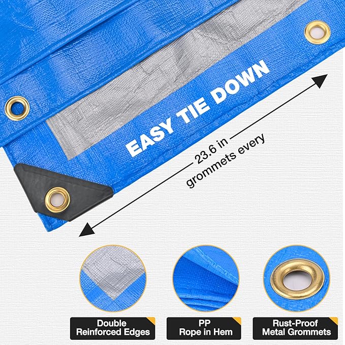 Tarp 16x20 Feet 14 Mil Heavy Duty Waterproof Tarp, Large Multipurpose Cover