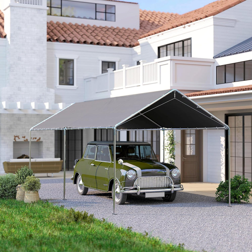 Outsunny 10'x20' Carport Outdoor Heavy Duty Galvanized Car Canopy Gray