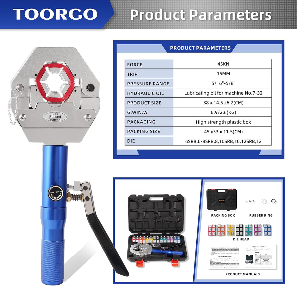 Hydraulic AC Hose Crimper Manual AC Hose Crimper Kit with 7 Dies
