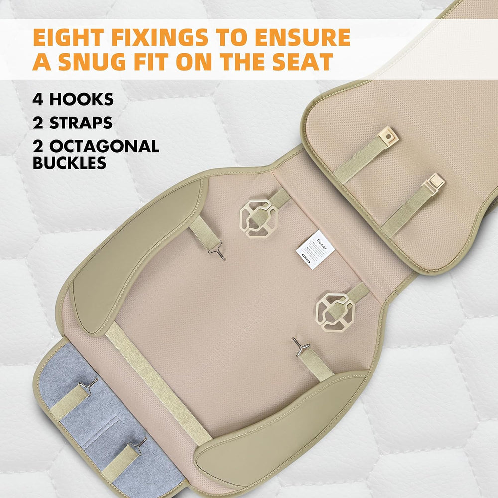 Elantrip Leather Car Seat Covers Front 2PC Waterproof Universal Fit Beige | E...