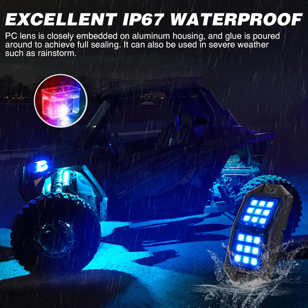Nilight RGB LED Rock Lights Kit 4 PCS 18LED Wide Angle Wheel Well Light
