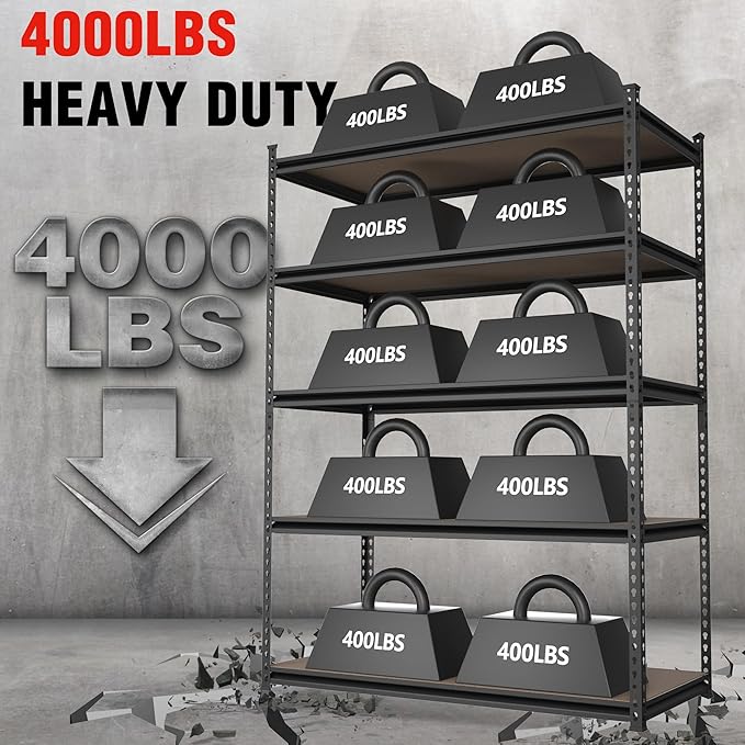 WORKPRO 4000LBS Storage Shelves, 5-Tier Metal Shelving Unit, Adjustable Garage